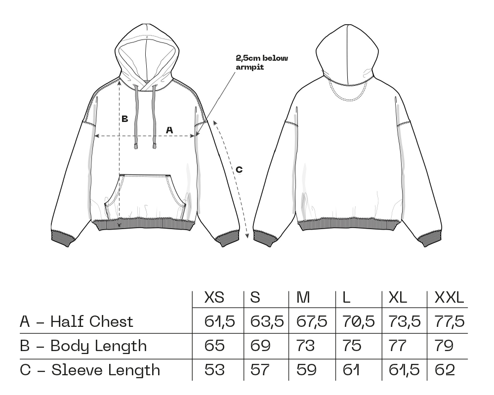 cypha size chart hoody