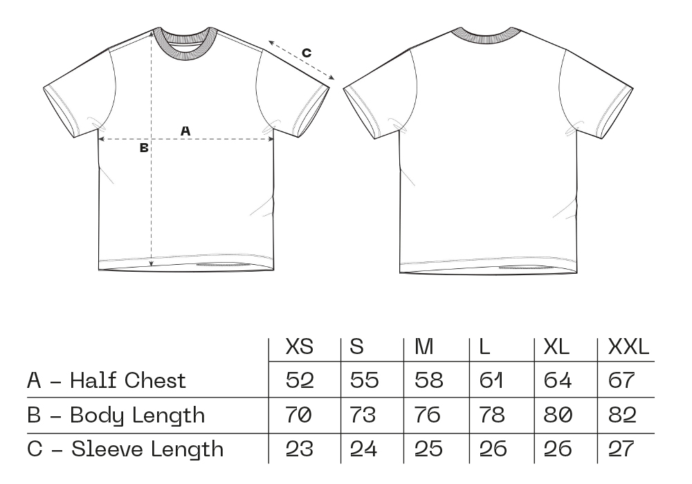 cypha size chart tshirt